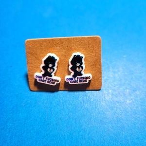 Bad Care Bear Don't F'ing Care Bear Adult Stud Earrings